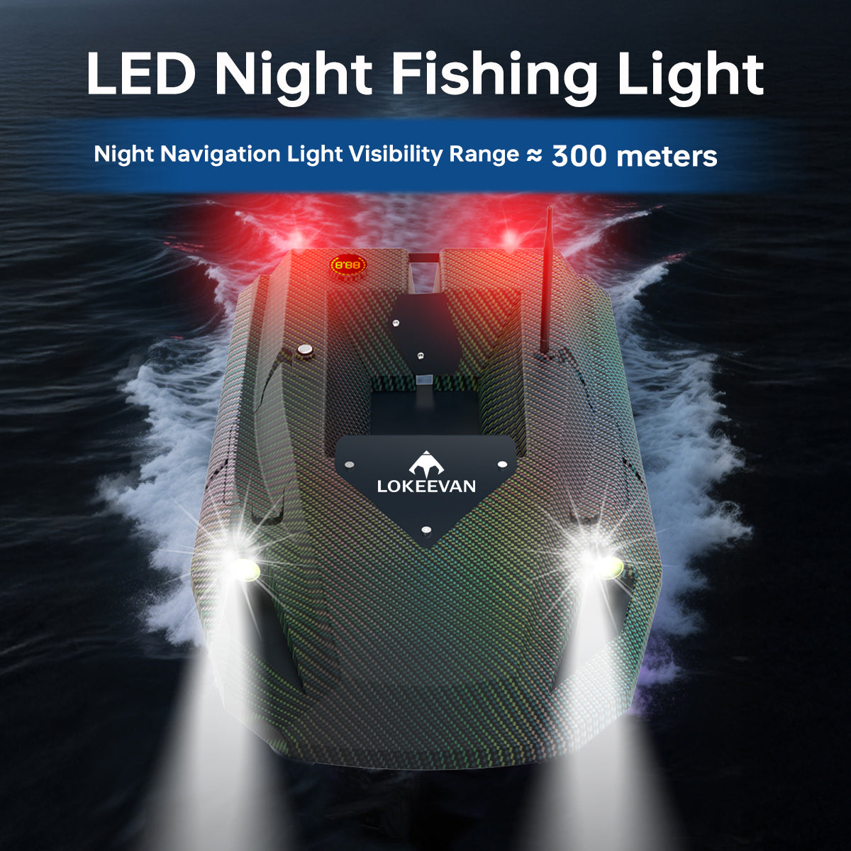 LOKEEVAN D50E GPS bait boat with depth and temperature sensing feature overview