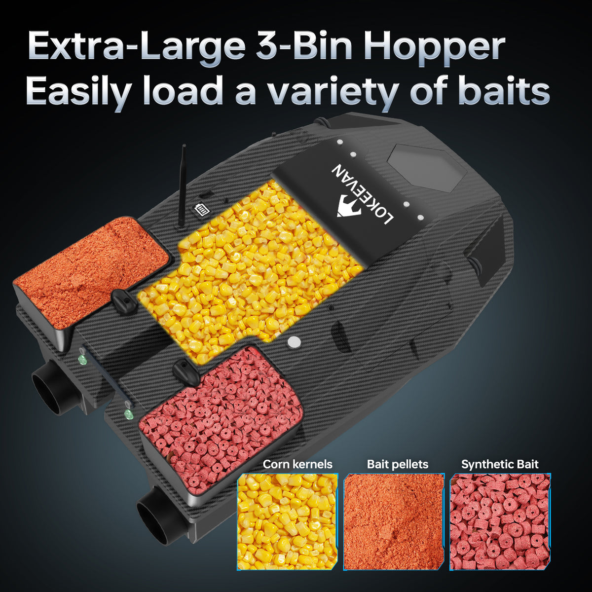LOKEEVAN D70B multi-hopper GPS bait boat – feature image 1