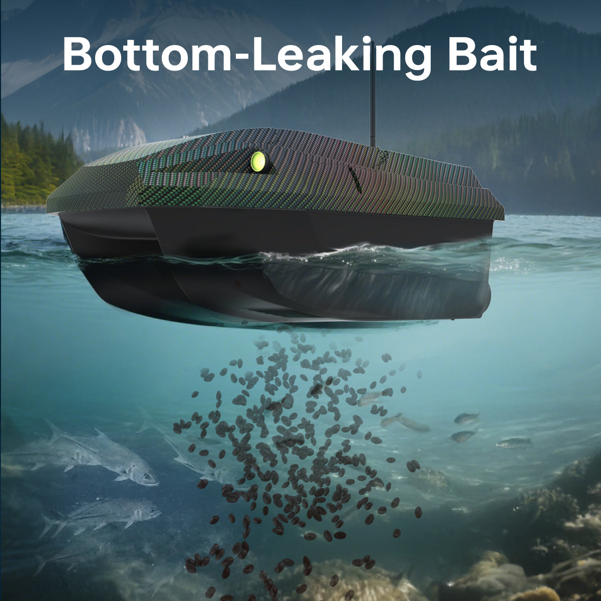 LOKEEVAN D50E GPS bait boat with depth and temperature sensing feature overview