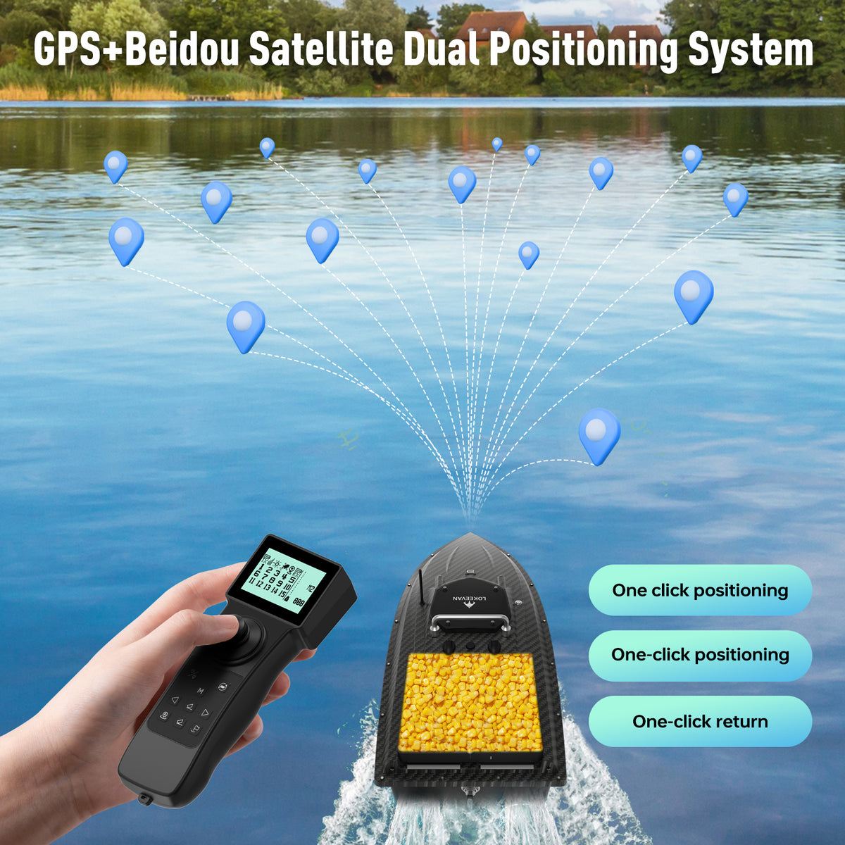 LOKEEVAN D80B high-speed GPS bait boat for large carp waters feature overview