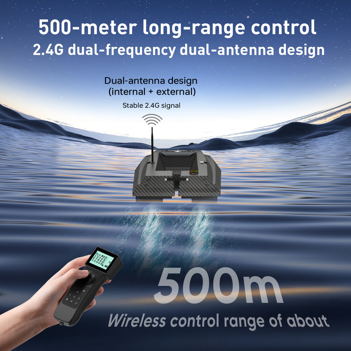 LOKEEVAN D50B GPS bait boat for long carp fishing sessions feature overview