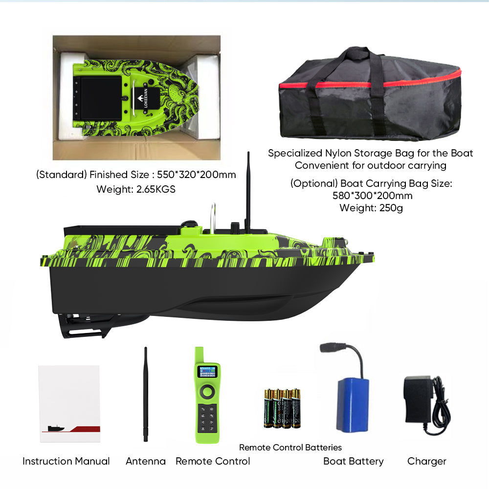 LOKEEVAN D32ED Octopus Green Glow GPS bait boat feature overview