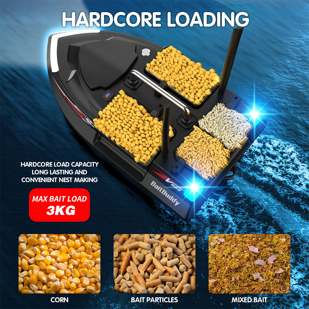 LOKEEVAN V802PRO Black four-hopper remote bait boat feature overview