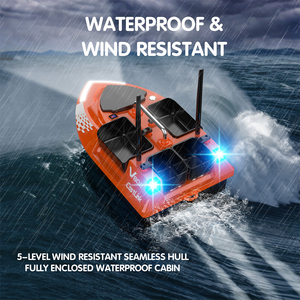 LOKEEVAN V802PRO Orange four-hopper remote bait boat feature overview