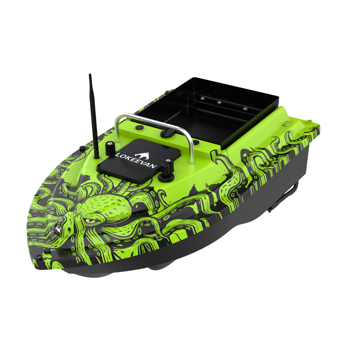 LOKEEVAN D32ED Octopus Green Glow GPS bait boat on white background