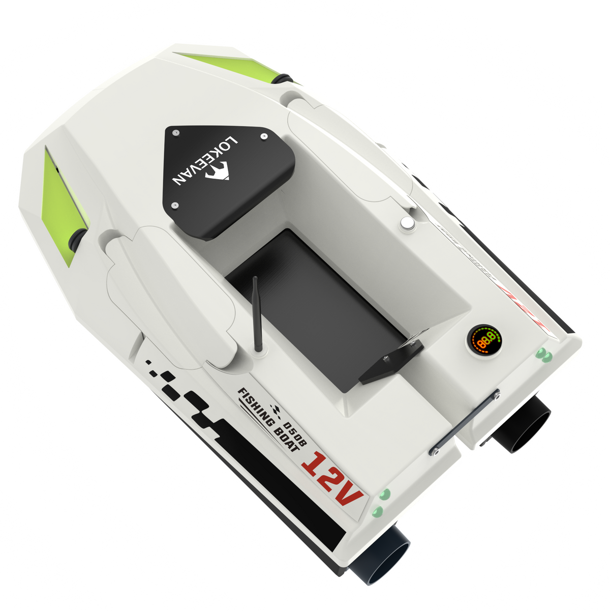 LOKEEVAN D50B White GPS bait boat for long carp fishing sessions on white background