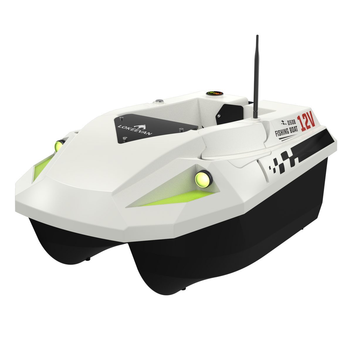 LOKEEVAN D50B White GPS bait boat for long carp fishing sessions on white background
