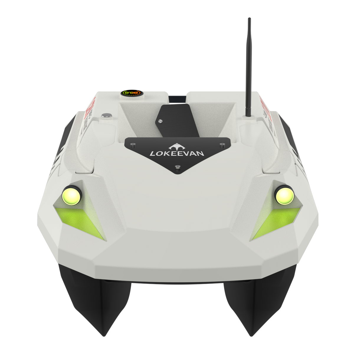 LOKEEVAN D50B White GPS bait boat for long carp fishing sessions on white background