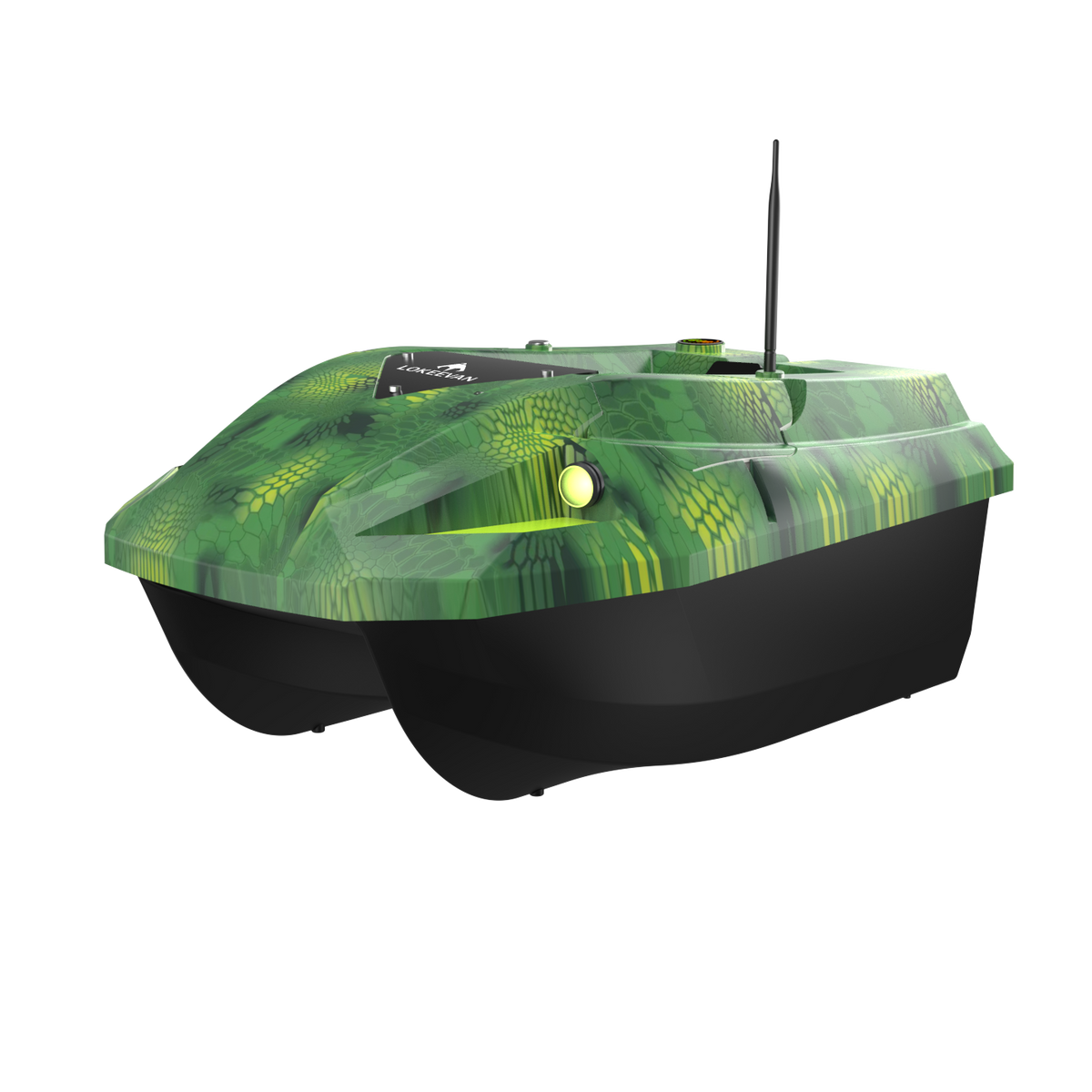 LOKEEVAN D50E Green Snake GPS bait boat with depth and temperature sensing on white background