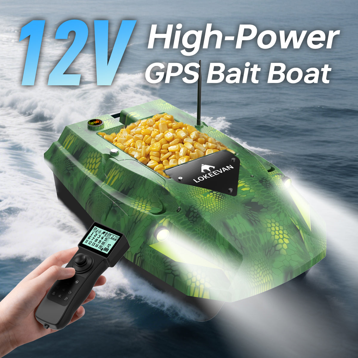 LOKEEVAN D50E Green Snake GPS bait boat with depth and temperature sensing