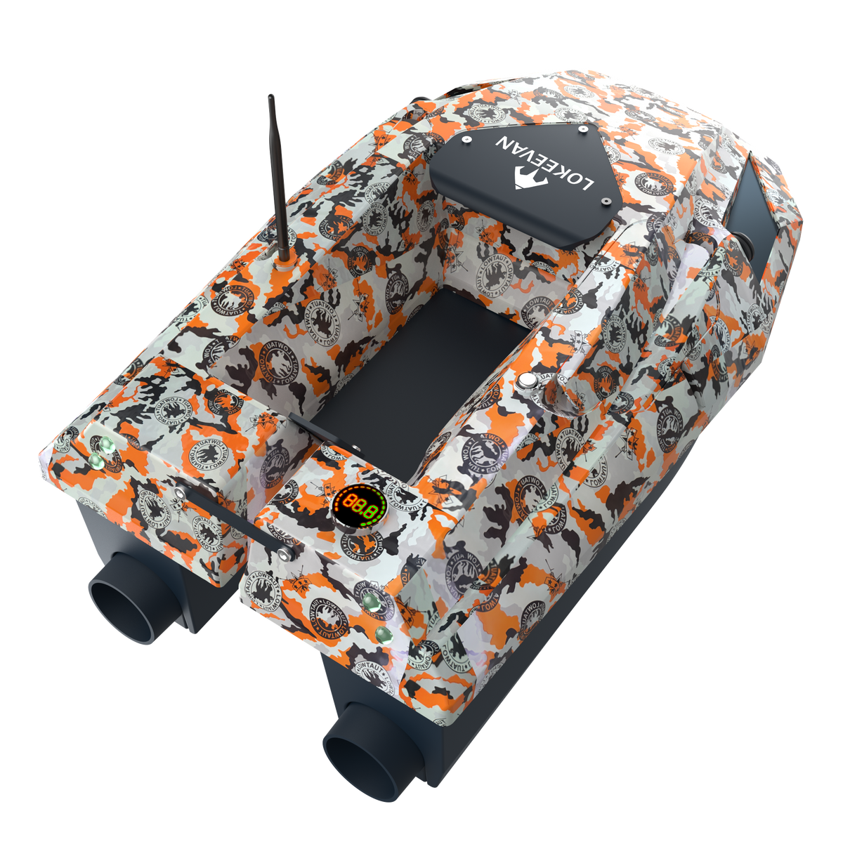 LOKEEVAN D50E Graffiti GPS bait boat with depth and temperature sensing on white background