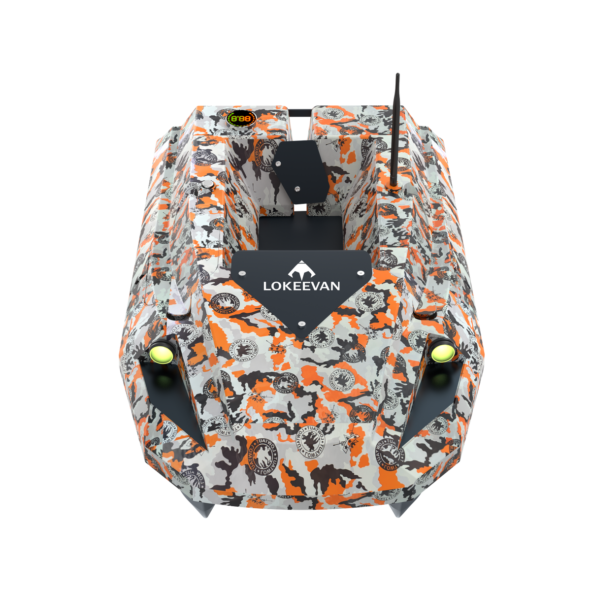 LOKEEVAN D50E Graffiti GPS bait boat with depth and temperature sensing on white background