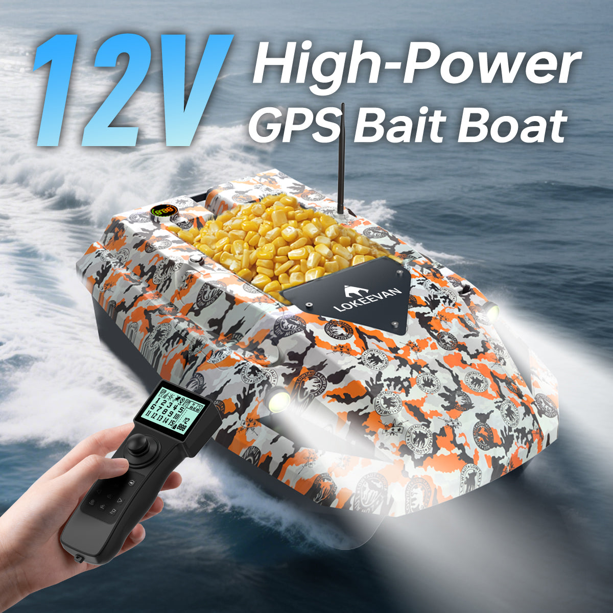 LOKEEVAN D50E Graffiti GPS bait boat with depth and temperature sensing