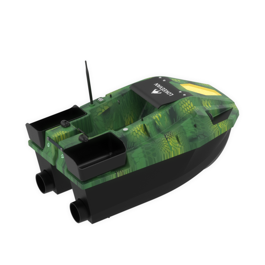 LOKEEVAN D70E Green Cobra multi-hopper GPS bait boat with depth and temperature sensing – product view 5