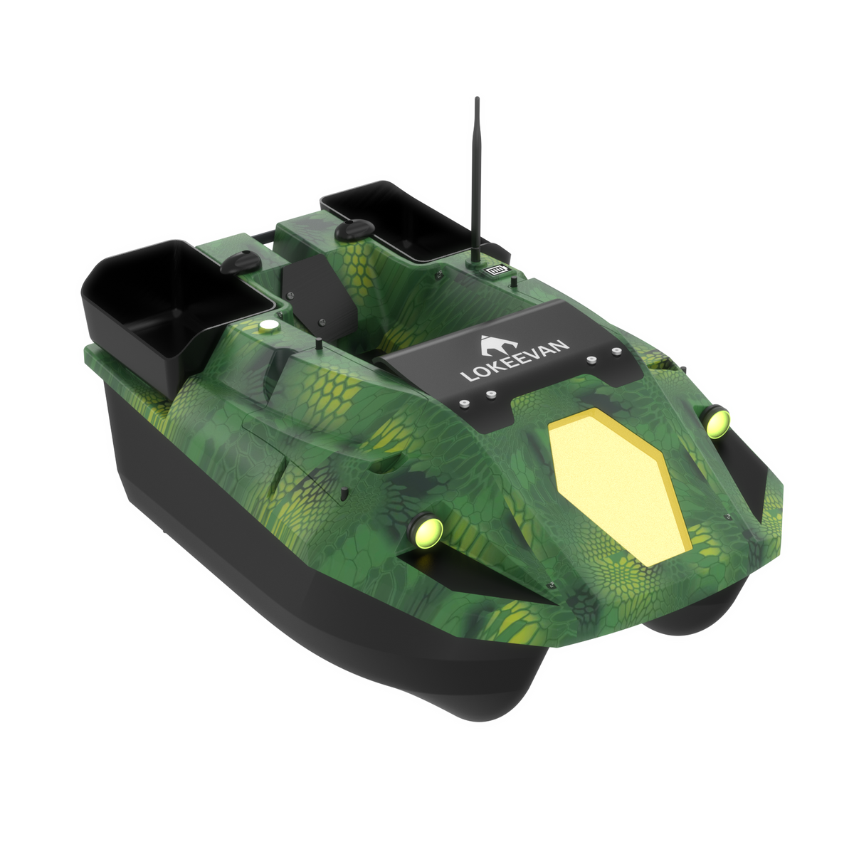 LOKEEVAN D70E Green Cobra multi-hopper GPS bait boat with depth and temperature sensing – product view 15