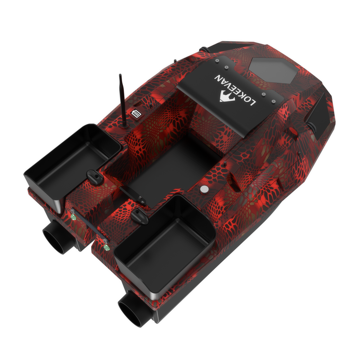 LOKEEVAN D70E Red Cobra multi-hopper GPS bait boat with depth and temperature sensing – product view 3