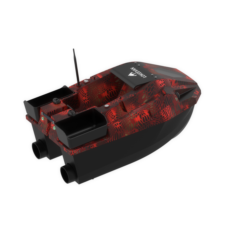 LOKEEVAN D70E Red Cobra multi-hopper GPS bait boat with depth and temperature sensing – product view 5
