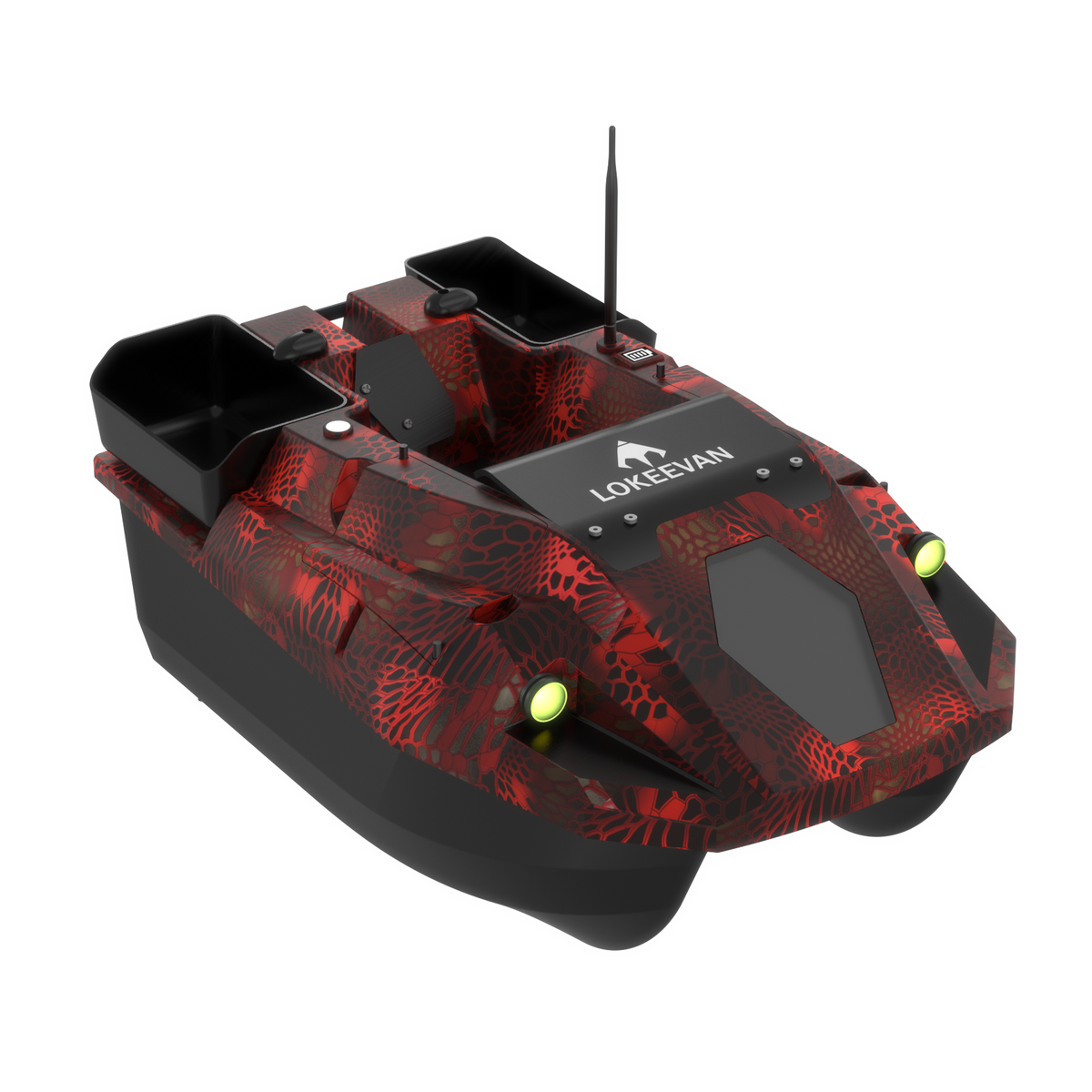 LOKEEVAN D70E Red Cobra multi-hopper GPS bait boat with depth and temperature sensing – product view 15