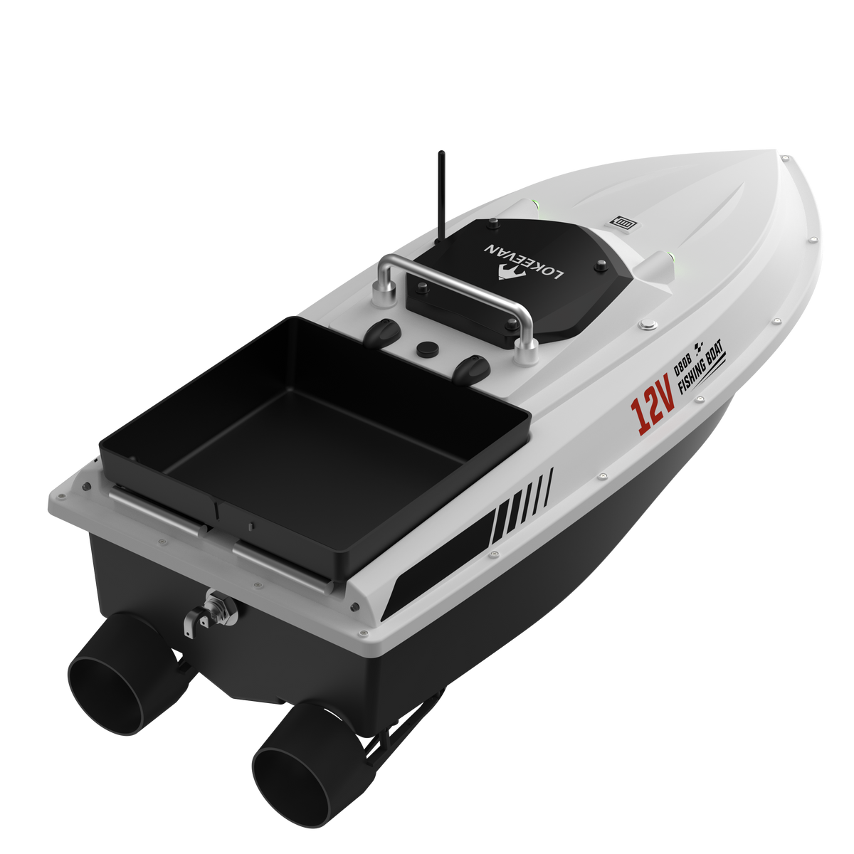 LOKEEVAN D80B White GPS bait boat on white background