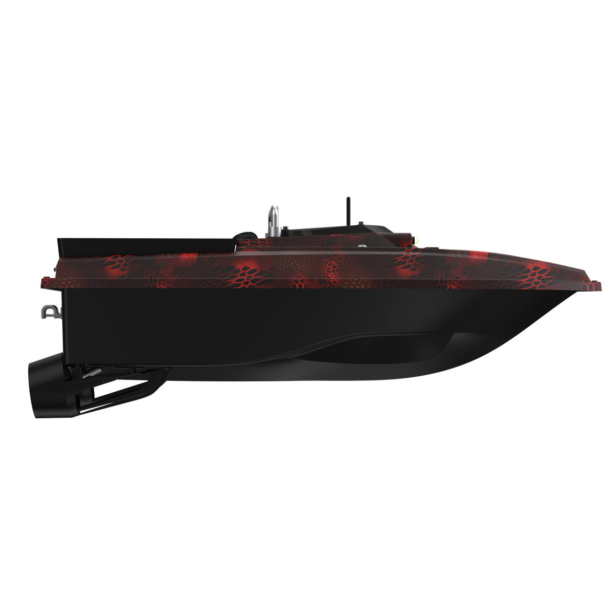 LOKEEVAN D80E Red and Black high-speed GPS bait boat with depth and temperature sensing on white background