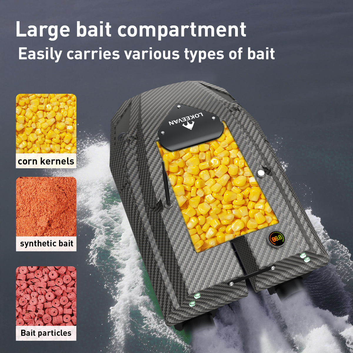 LOKEEVAN D50B GPS bait boat for long carp fishing sessions feature overview