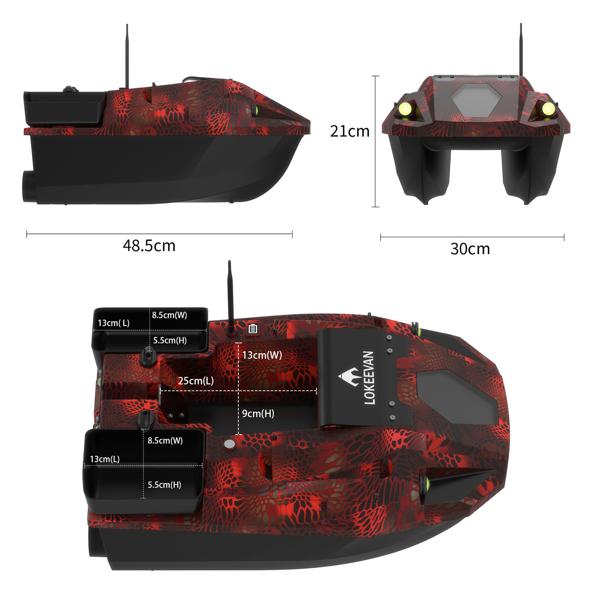 LOKEEVAN D70E multi-hopper GPS bait boat with depth and temperature sensing – feature image 6