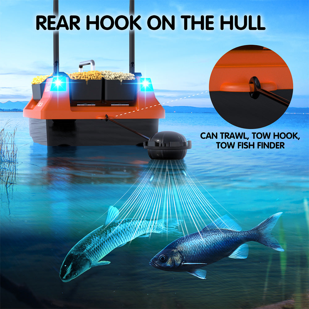 LOKEEVAN V802PRO Orange four-hopper remote bait boat feature overview
