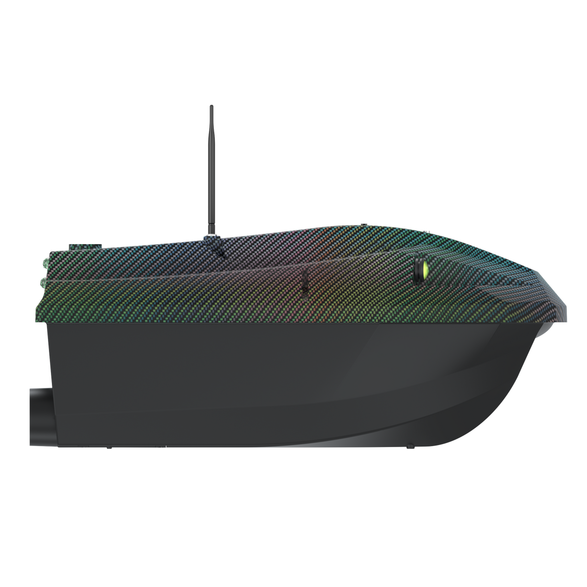LOKEEVAN D50E Black Carbon GPS bait boat with depth and temperature sensing on white background