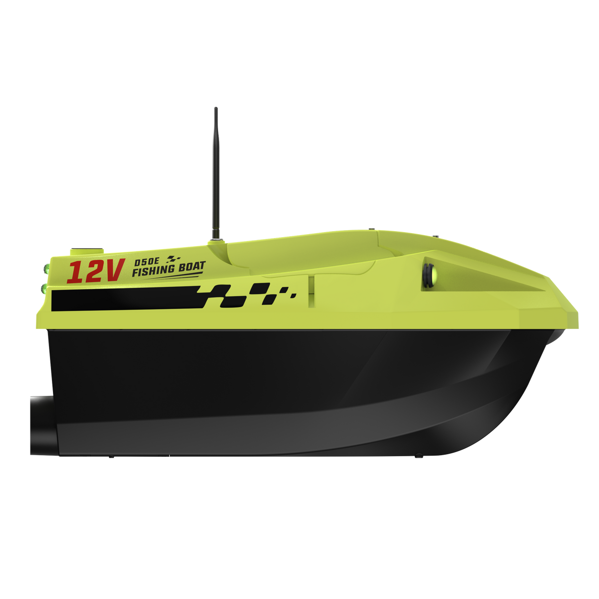 LOKEEVAN D50E Yellow GPS bait boat with depth and temperature sensing on white background