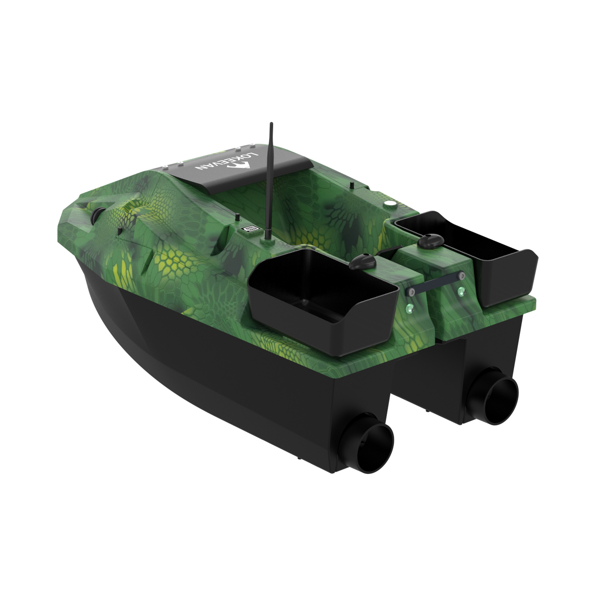 LOKEEVAN D70E Green Cobra multi-hopper GPS bait boat with depth and temperature sensing – product view 6