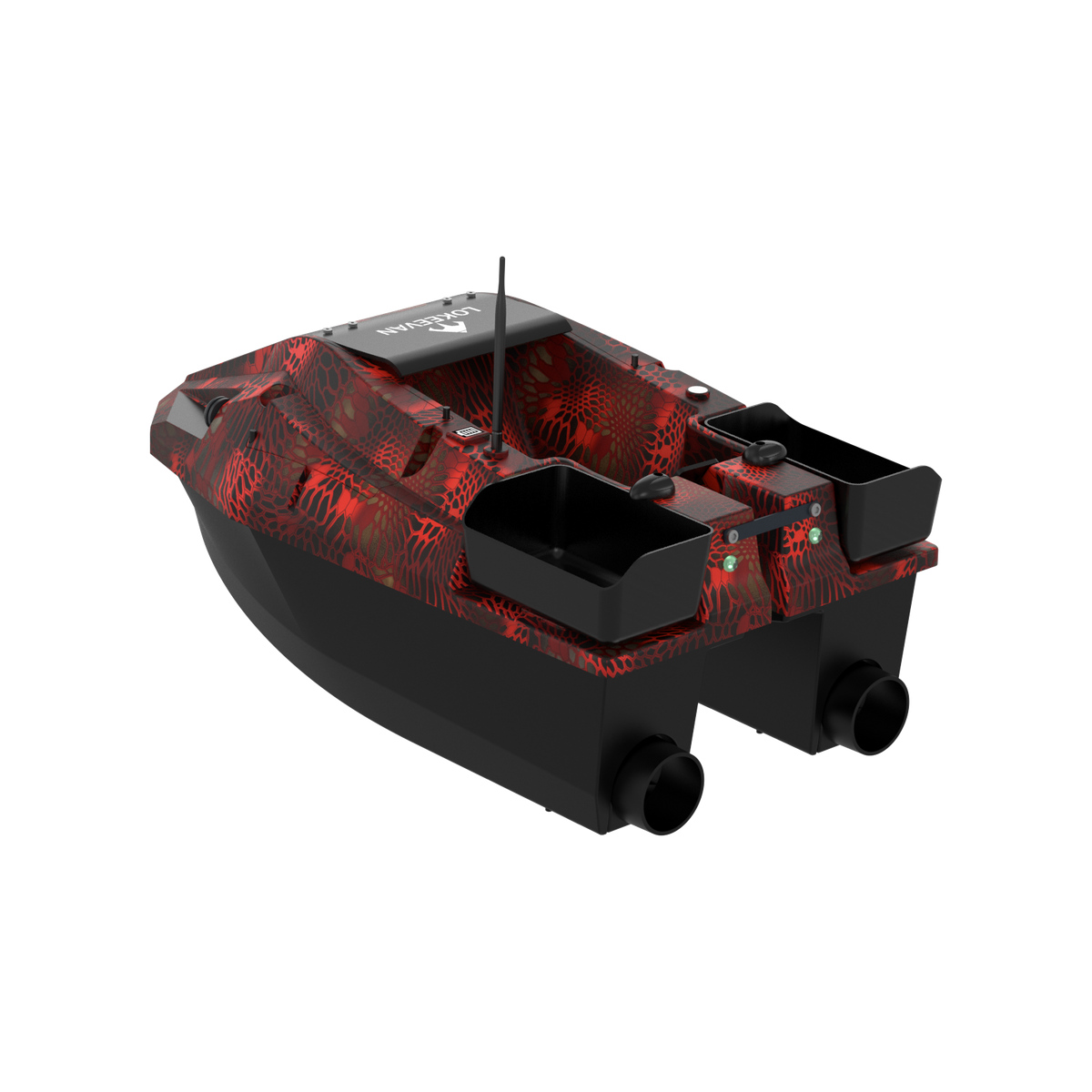 LOKEEVAN D70E Red Cobra multi-hopper GPS bait boat with depth and temperature sensing – product view 6