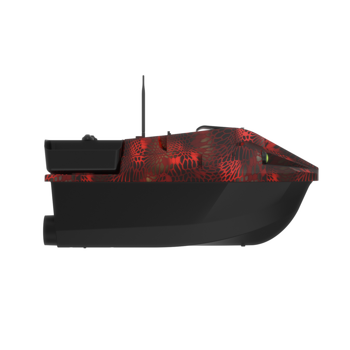 LOKEEVAN D70E Red Cobra multi-hopper GPS bait boat with depth and temperature sensing – left-side view