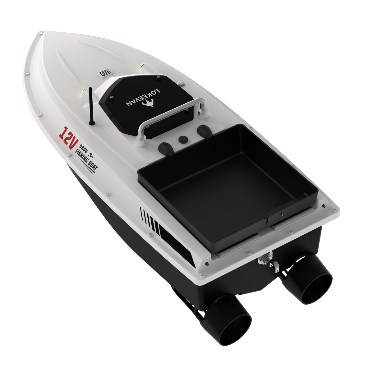 LOKEEVAN D80B White GPS bait boat on white background